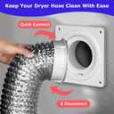 Dryer Vent Connector Kit, Dryer Vent Wall Plate with Quick Connect & Disconnect, Twist Lock Dryer Duct Connector Kit Fits 4 Inch Tubes, Covers Area 7 Inch x 7 Inch, for Dryer Washer Bathroom