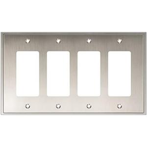 Henne Bery Soft Modern Decorative Wall Plate Switch Plate Outlet Cover (Quad Decorator, Satin Nickel)