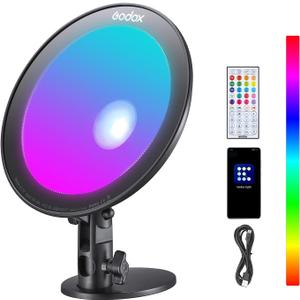 Godox CL10 RGB Ambient Light, 36000 Colors LED RGB Atmosphere Background Light with 39 Special Light Effects, Studio Decorate Light with APP/Remote Control, LED Video Light for Streaming, YouTube