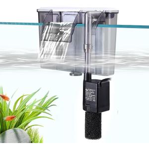 AQQA Quiet 20-30 Gallon Fish Tank Filters - Auto Start Hang on Back Aquarium Filter, 6W/ 8W Adjustable Flow, Deodorization Decontamination Filter System AQ168 (6W 158GPH)