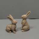 DN DECONATION Easter Bunny Decorations Set of 2, Beige Resin Rabbit Statues, Home Decor Spring Rabbit Figurines, Travertine Bunny Sculptures Table Centerpiece, Vintage Farmhouse Indoor Decor Gift