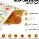 Beeswax Bread Bag, 2 Pack Sourdough Bread Bags, Reusable Bread Bags for Homemade Bread, Organic Cotton Beeswax Sourdough Bags, Wildwood Bloom Series