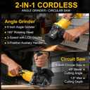 2-in-1 Cordless Angle Grinder & Circular Saw for Dewalt 20V Max Battery (Tool Only), 4-1/2" to 5", 180 Rotating Head, 3-Speed with LED Display, 9300RPM Brushless for Cutting, Grinding, Polishing