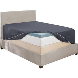 Hearth & Harbor Extra Deep Pocket Twin Fitted Sheet - Fits 18 to 24 Inch Mattress Ultra Soft 1800 Microfiber, Wrinkle-Free & Breathable Hotel Luxury Fitted Sheet Only, Grey