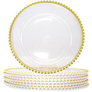 Amazon.com | DaCakeWS 13-Inch Acrylic Clear Charger Plates Set of 10pcs - Elegant Decorative Dinner Plates for Wedding Reception, Holiday Party, Family Gathering & Daily Table Setting: Charger Plates