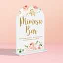 Acrylic Wedding Signs, Flower Bar Desk Decor, Flower Bar Signs for Ceremony, Modern Calligraphy Arch Acrylic Table Top Sign for Wedding Reception and Engagement Parties (Pink Flowers)