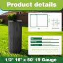 16" x 50' Black Hardware Cloth - 1/2inch 19 Gauge Chicken Wire Hot Dipped Galvanized Mesh Roll for Chicken Coop, Poultry Cage, Garden & Animal Fencing