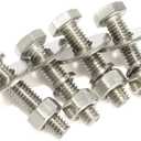 5/16-18 x 6" Hex Head Bolts with Hex Nuts and Thick Flat & Lock Washers, Fully Threaded, Stainless Steel 18-8, Plain Finish, 4 Sets (Silver)