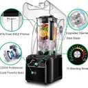 Commercial Blender for Smoothies With Quiet Shield, 2.5HP Motor, Stainless Steel Blade, 80oz Pitcher for Shakes, Smoothies, Ice Crushing, Frozen Drinks, 15 Speeds, Self-Cleaning, Black