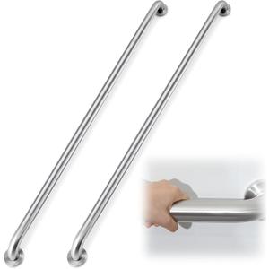 Zonon 2 Pcs 57 Inch Grab Bar for Bathroom Shower Toilet Bathtub, Stainless Steel Extra Long Safety Grab Bar for Elderly, Heavy Duty Shower Support Handle for Seniors Handicapped (Classic Style,Silver)