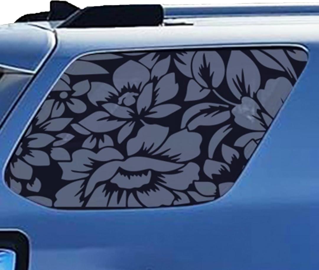 Rear Side Window Flower Vinyl Sticker for Toyota 4Runner 2010-2024, Matte Black Flower Decal Sticker for Car, for Toyota 4runner 2010-2024 Accessories