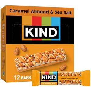 KIND Healthy Snacks Bars, Caramel Almond & Sea Salt, Gluten Free, Low Sugar, High Fiber Snacks, 6g Protein, 12 Count Exp. 03/03/27