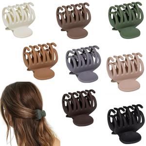 1.6" Matte Small Double Row Teeth Hair Clips for Women - Strong Hold Jaw Clamps for Thin, Fine & Thick Hair (Neutral Color)