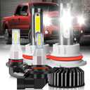 Fit For Ford F250 F350/450/550 Super Duty 1999-2004 lights with Fan, 800% Super Bright Hi Lo Beam Light Bulbs and fog lights, Plug and Play, 6500K Cool White 36000LM, Pack of 4