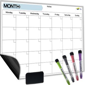Monthly Magnetic Calendar for Refrigerator - 17x12 Dry Erase Fridge Calendar Magnet - Starts Monday, Organizes 2025 Schedules, Chores, Meals, More - Whiteboard with 4 Markers & Eraser by Quick Canary