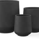Kante 15.3"+11.6"+8.2" Dia Round Concrete Planter, Large Outdoor Indoor Planter Pots Containers with Drainage Holes and Rubber Plug for Home Garden Patio, Black, Set of 3: 15.3" + 11.6" + 8.2" D