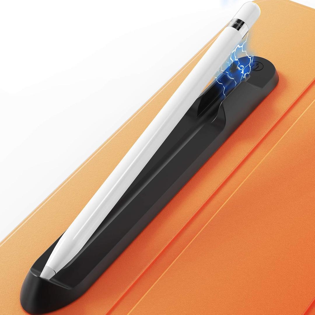 AHASTYLE Removable iPencil Holder [Magnetic Attach] Strong Adhesive Holder Sticker Silicone for Apple Pencil 1st & 2nd Generation (Black)