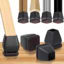 16PCS Extra Small Chair Leg Floor Protectors, Chair Leg Protector for Hardwood Floors, Square Felt Furniture Pads Bar Stool Floor Protectors Chair Leg Caps Covers(Black,Fit 0.55"-0.75")