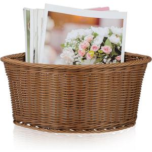 Abaodam Corner Storage Basket, Triangular Wicker Woven Shelf Organiser, Space Saving Rattan Style Bin for Bathroom Cabinet, Bedroom Wardrobe And Shelves