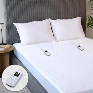 Sunbeam Electric Heated Mattress Pad Queen 80" x 60" 12 Heat Settings 12-Hour Auto Shut-Off Fast Heating Soft Cozy Fabric Deep Pocket Skirt Machine Washable