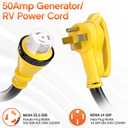 10FT 50 Amp Generator Cord, NEMA 14-50P/SS2-50R Heavy-Duty 4 Conductors Cable, Pure Copper STW RV Extension Cord, Female Plug with Twist Lock, Suitable for RV or Camper, ETL Listed
