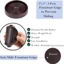 Fursafe&Q Rubber Caster Cups, Non Slip Furniture Pads Hardwood Floors -Furniture Coasters Cups with Anti Sliding Floor Grip, Bed Stoppers to Prevent Sliding, Non Slip Couch Feet Pads 3" 8 Pack Round