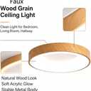 Round Close to Ceiling Lighting Modern LED Fixtures Minimalist Flush Mount Faux Wood Grain Ceiling Lights Beige Wood Grain Design Dimmable Ceiling Lamp for Bedroom, Hallway, Dining Room, 60CM
