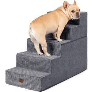 EHEYCIGA Dog Stairs for High Bed 22.5H, 5-Step Dog Steps for Bed, Pet Steps for Small Dogs and Cats, Non-Slip Balanced Pet Ramp Indoor, Grey (15.7" x 30" x 22.5")
