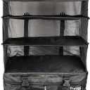 Stow-N-Go Portable Hanging Travel Shelves, Packing Organizer for Luggage. Carry on Closet for Clothes. Expandable Packing Cube. Travel Essentials. (Black - XL, XL = (L) 17.7" x (W) 11.8")