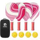 DULCE DOM Pink Pickleball Paddles Set of 4, Women Pickleball Equipment with 4 Pickleball Training Paddles, 4 Pickle Balls and Portable Bag, Pickleball Rackets Equipment for Beginners & Pros  