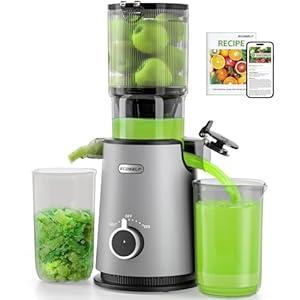 ECOSELF Cold Press Juicer - Wide Mouth Feed Chute with Self Feeding Design - Slow Masticating Juicer for Vegetables and Fruits - Juice Extractor Machine High Juice Yield - Easy to Clean & Assemble