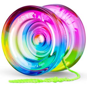 MAGICYOYO K2 Responsive Yoyo for Kids 8-12, Professional Yo yo for Beginners, Plastic Dual Function Yo-Yo with 12 Yoyo Strings, Yo-yos Case Bag + Yoyos Accessory Kit (Blue Pink Yellow Gradient)