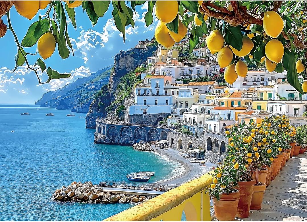 MINIWAN 500 Piece Amalfi Coast Puzzle, Premium Jigsaw Puzzle for Adults, Rustic Style, 23 x 15 Inches