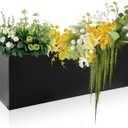 Metal Planter Box 46" x 16" x 16" Large Rectangular Planter Heavy Duty Galvanized Steel Tall Plant Boxes with Insert Shelf and Drainage Holes for Outdoor Patio Yard Garden Porch Terrace