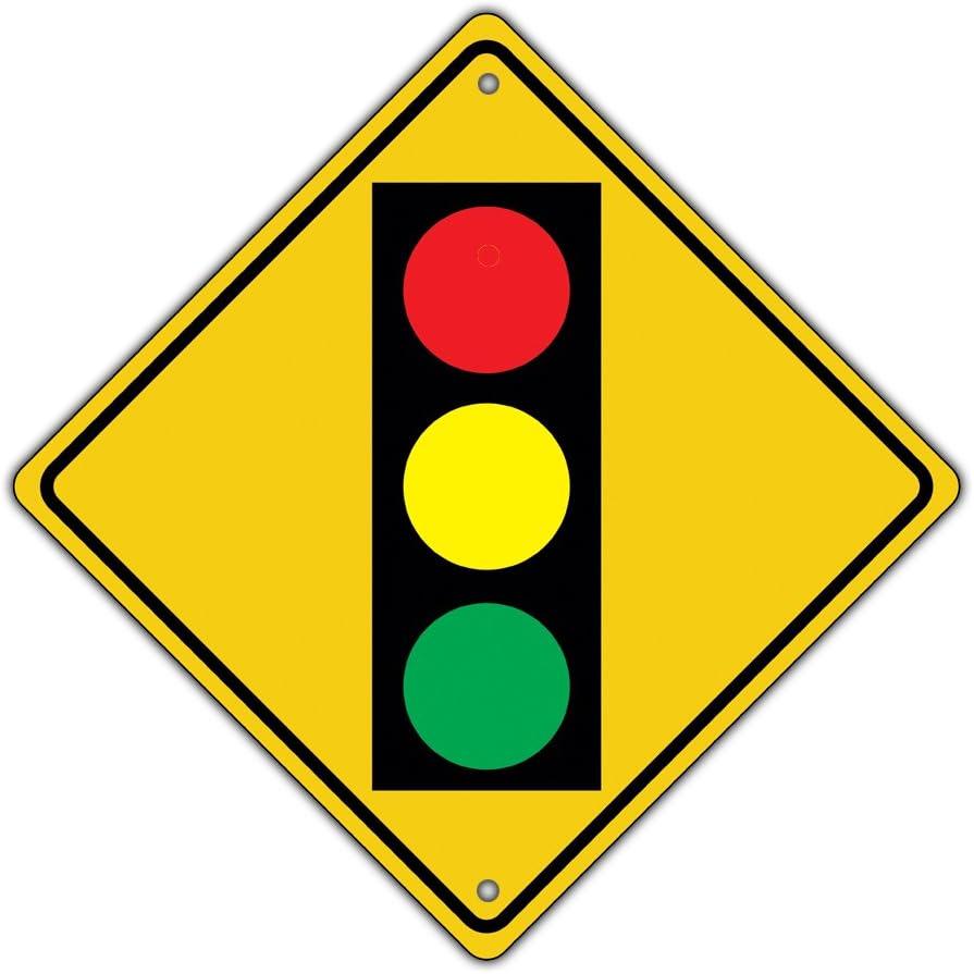 Traffic Light Ahead with Symbol Crossing Metal Aluminum Road Sign 12x12