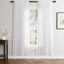 Linen White Curtains 72 inches Long for Bedroom Back Tab Privacy Light Filtering Semi Sheer White Boho Farmhouse Curtain Textured Modern Elegant Coastal Decor Curtains for Living Room