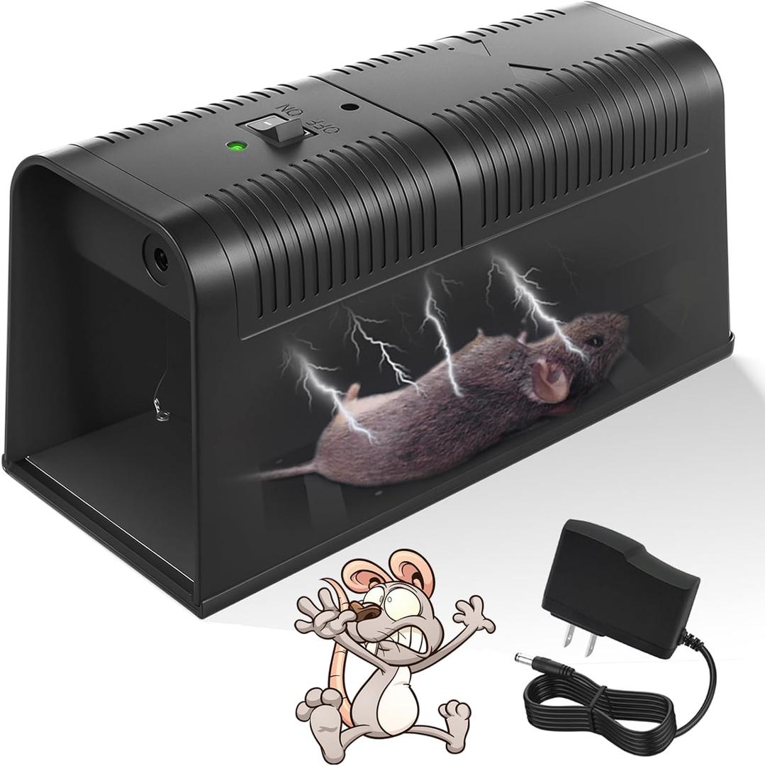 2025 Electric Mouse Trap Zapper Powerful Rat Traps Indoor for Homes with Anti-Escape Door,Effective & Reusable Humane Rodent Zapper Electric Shock Killer for Kitchens,Home,Garage