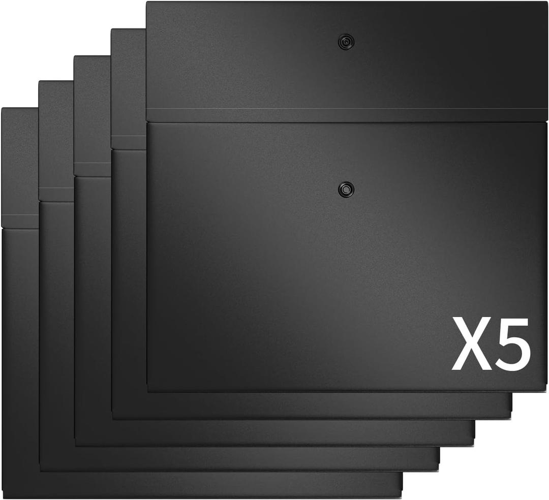 5 Pieces A4 Plastic Envelopes with Snap Closure,Filing Folders for Documents File Organizer Folders for A4 Letter Size for School Office (Black)