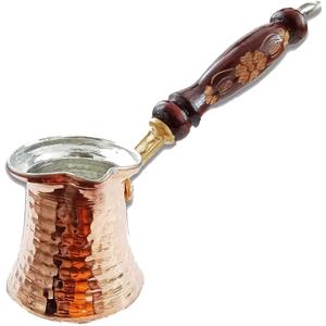 Turkish Coffee Copper Pot, Greek Arabic Coffee Maker, Handmade Cezve with Embroidered Handle- 2 Person