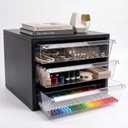 Wooden Desk Organizer with 3 Drawers & a Total of 5 Dividers,Black