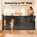 70 Inch Wide Retractable Baby Gate for Doorways, Extra Long Dog Gate Indoor Pet Gate Retractable Gate Outdoor Gates for Decks, Extra Long Baby Gates for Large Openings, Black