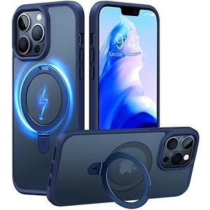 CASEKOO MagicStand for iPhone 16 Pro [Fit for Magsafe] with Stand, [10ft Military Drop Protection] Shockproof Translucent Back Slim Protective Phone Case (2021), Blue