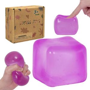 Squishy Ice Cube Fidget Toy,Large Squeeze Toys, Big Squishy Stress Ball with Durable Soft Texture, Extra-Satisfying Squeeze Toy for Adults and Boys & Girls Age 3+ (2.76in) (Purple)
