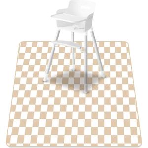 Baby Splat Mat for Under High Chair, 51 x 51 Inch Wipeable Splash MatFloor ProtectorWipe-Clean Tablecloth and Playing Mat (Square)