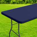 homing Rectangle Table Cloth Cover, Waterproof Polyester Elastic Fitted Tablecloth, Fits for 6 Foot Folding Tables, Washable Table Protector for Picnic, Camping, Outdoor (Navy Blue, 30" x 72")
