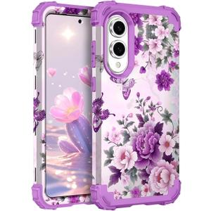 TEECOVER for Samsung Galaxy S25 Edge Case, Heavy-Duty Shockproof Full Protection Hard Plastic Bumper + Soft Silicone Rubber Protective Case for Galaxy S25 Edge 6.7-Inch, Violet