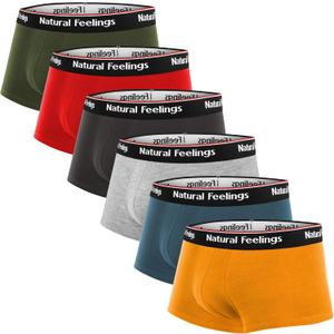 Natural Feelings Mens Underwear Boxer Briefs Pouch Trunks Underwear for Men 1.5" No Fly Boxer Trunks 4-Pack (Medium)