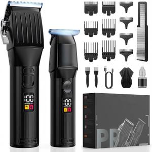 Cordless Hair Clippers for Men Beard Trimmers Kit with LED Display Rechargeable Haircut Grooming Shaver Gift for Men Women Barber Kids (Black)