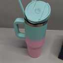 BJPKPK Tumbler With Handle And Straw 40oz Insulated Tumbler Cups With Lid Stainless Steel Travel Coffee Mug,Bubble Gum