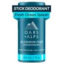 Oars + Alps Aluminum Free Deodorant for Men | Long Lasting Odor Protection, Clear & Free of White Residue, Anti-Chafing Smooth Glide, Dermatologist Tested, Fresh Ocean Splash, 1pk, 2.6oz